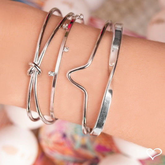 Bracelete Feminino Folheado em Ródio Branco 5 Pontos de Luz Lia