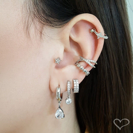 Piercing de Furo Piuka Haste 6mm Atria Estrela Zircônia Prata