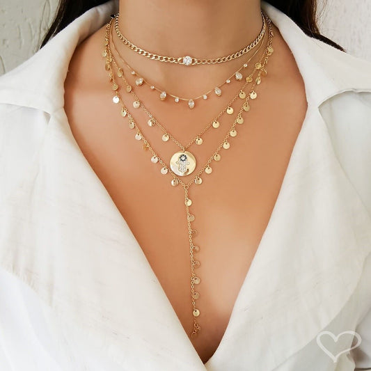 Choker Dhil Gotas Zircônias Cristal Folheada a Ouro 18k
