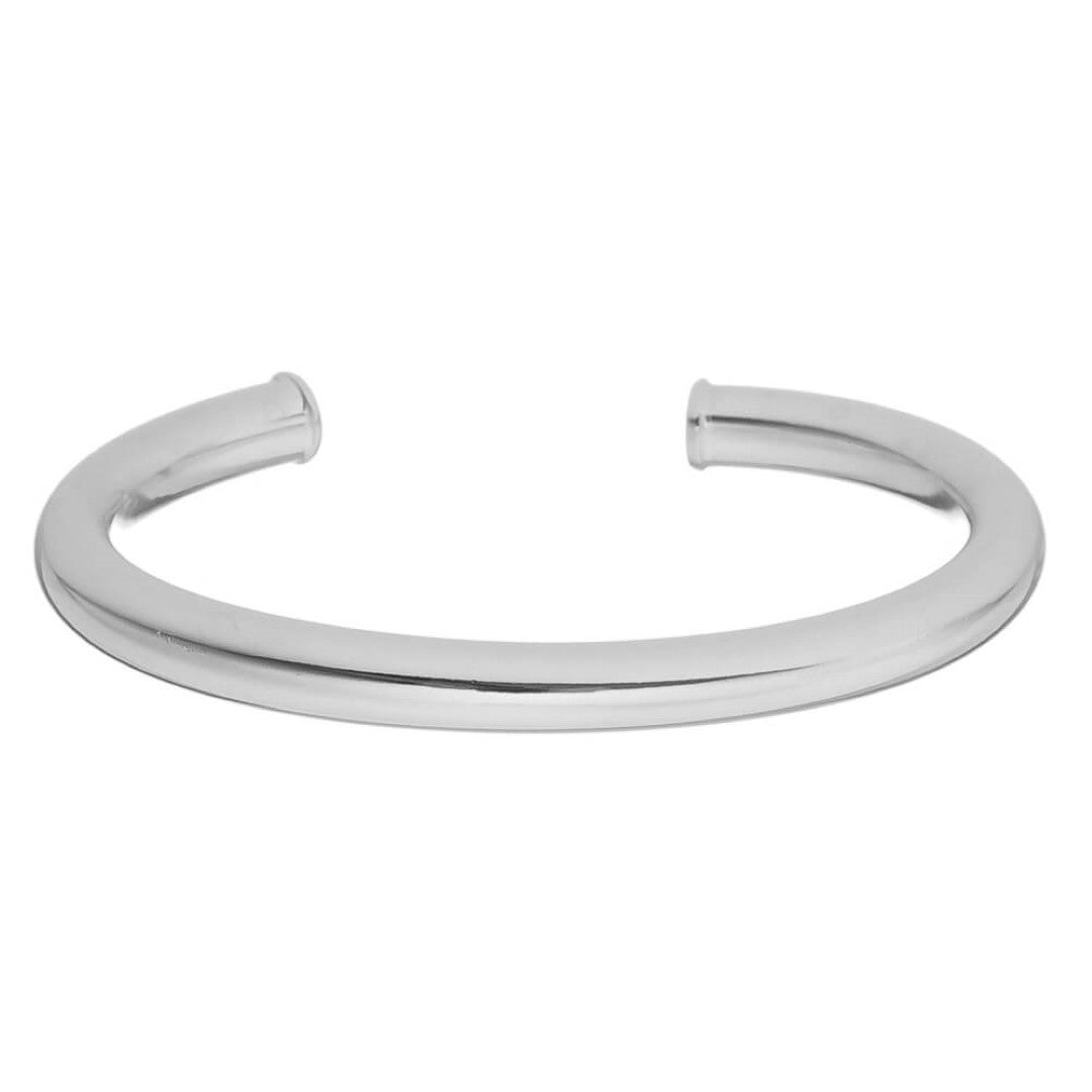 Bracelete Feminino Folheado em Ródio Branco Tubo Liso Joyce
