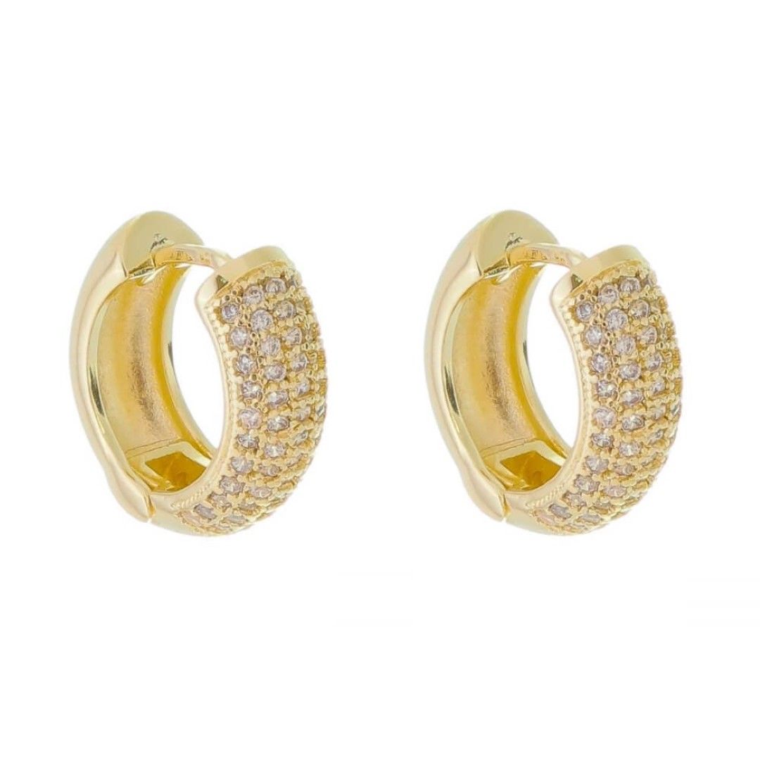 Brinco Argolinha Lívia M Zircônia Folheado a Ouro 18k