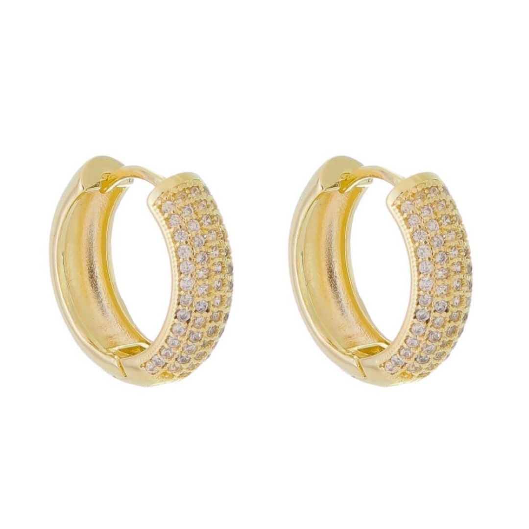 Brinco Argolinha Lívia G Zircônia Folheado a Ouro 18k