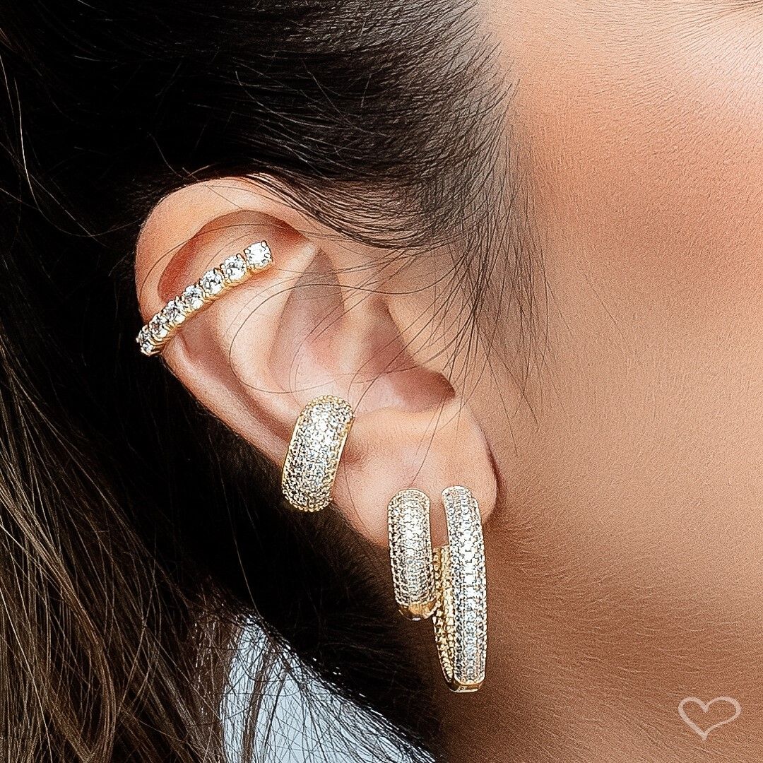 Brinco Argolinha Lívia G Zircônia Folheado a Ouro 18k