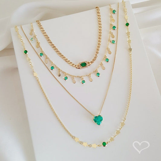 Colar de Coração Zircônia Turmalina Junny Folheado a Ouro 18k