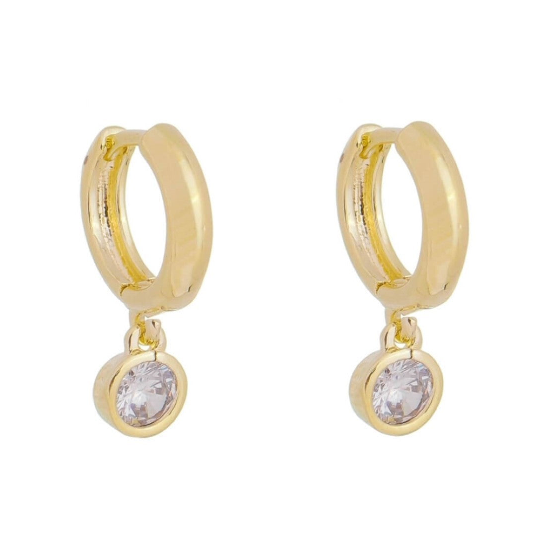 Brinco Argolinha Ponto de Luz Amora Zircônia Cristal Folheado a Ouro 18k