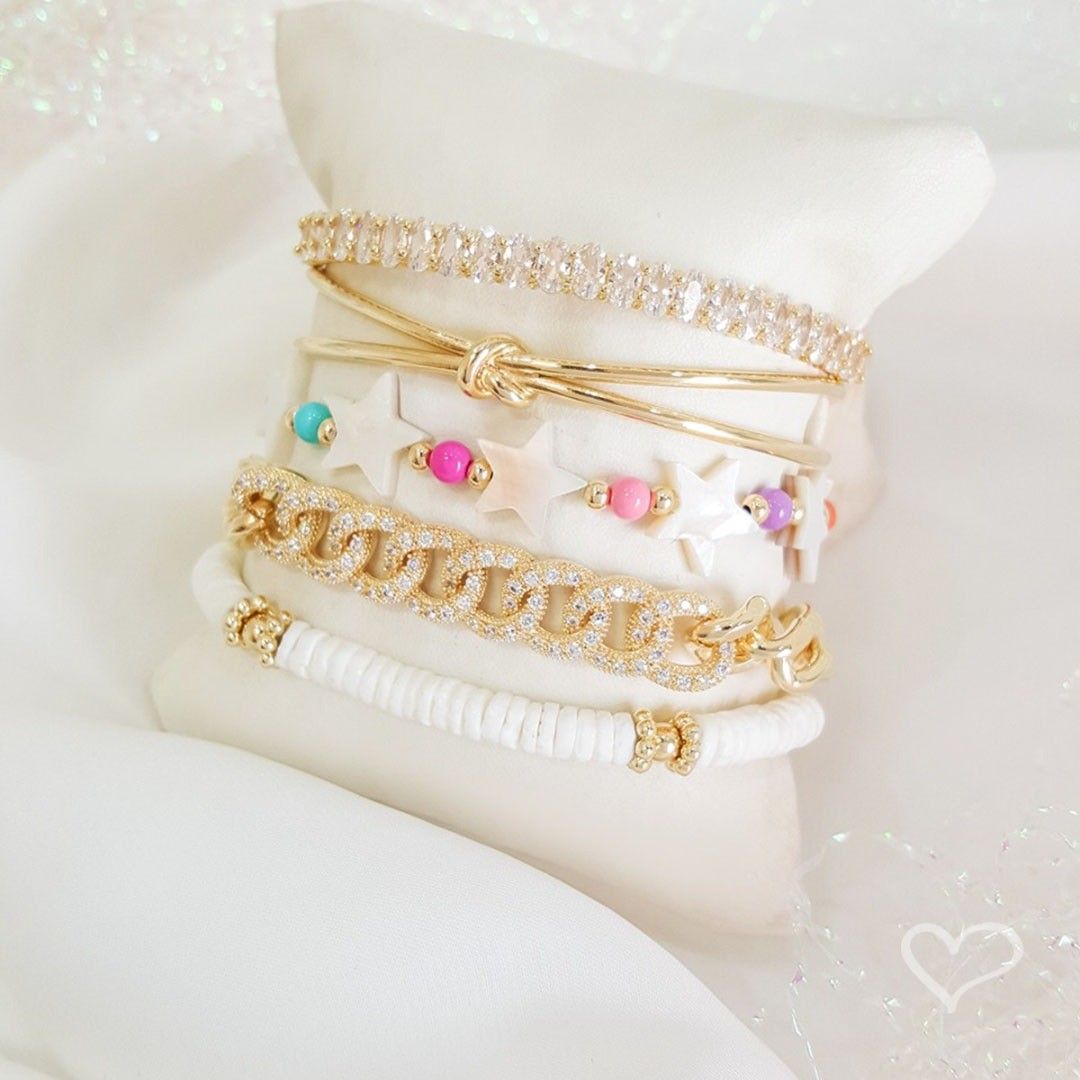 Pulseira Folheada a Ouro 18k Elos Groumet Zircônias Yumi