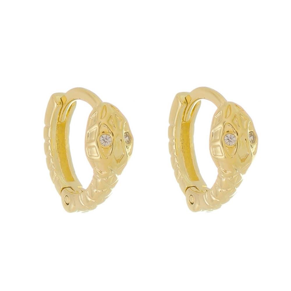 Brinco Argolinha Misty Serpente Zircônia Folheado a Ouro 18k