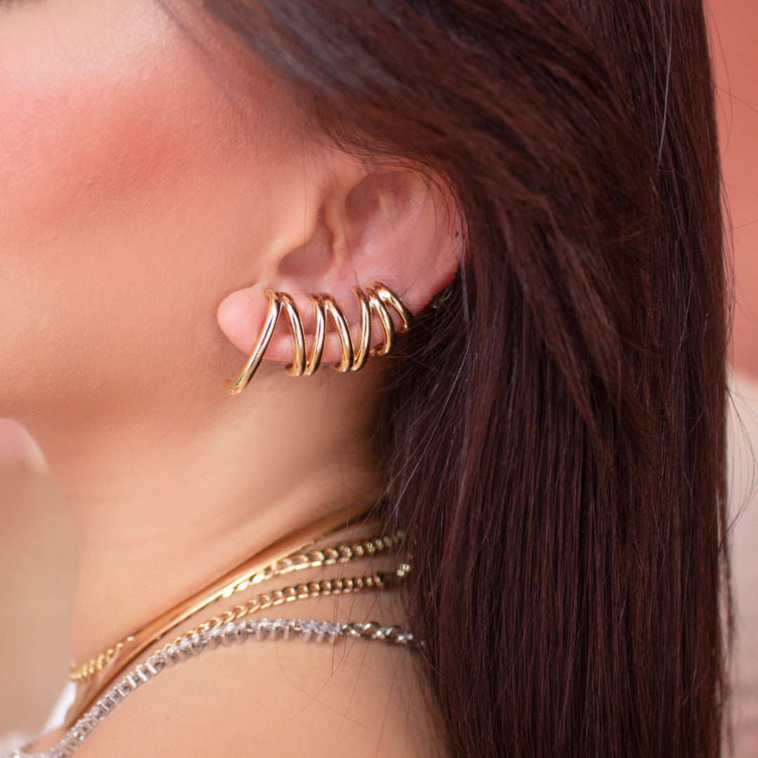 Brinco Ear Cuff Flavia Folheado a Ouro 18k