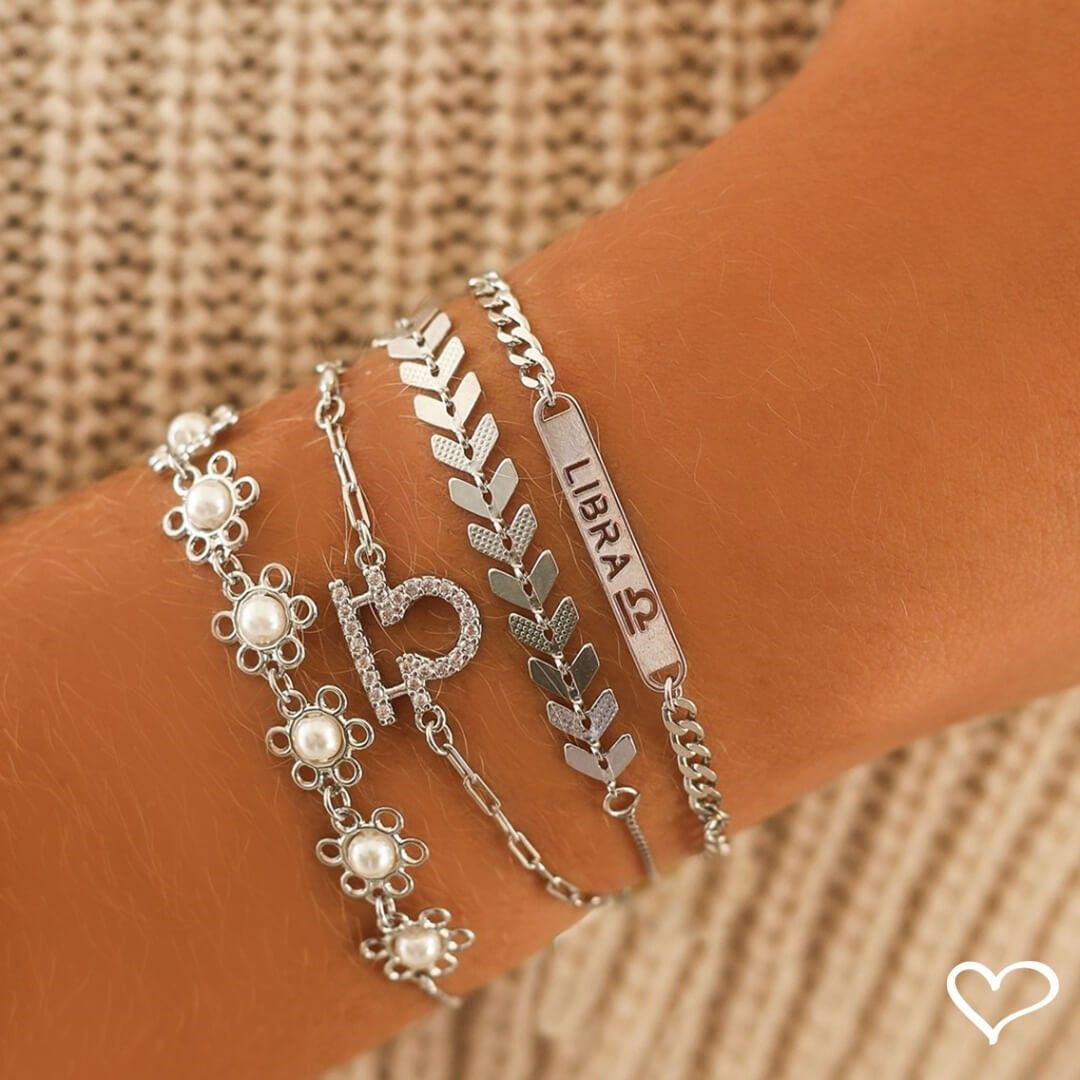 Pulseira Feminina Folheada em Ródio Branco Kimy