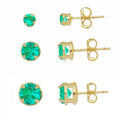 Kit 3 Brincos Piuka Fify Zircônias Turmalina Folheado a Ouro 18k