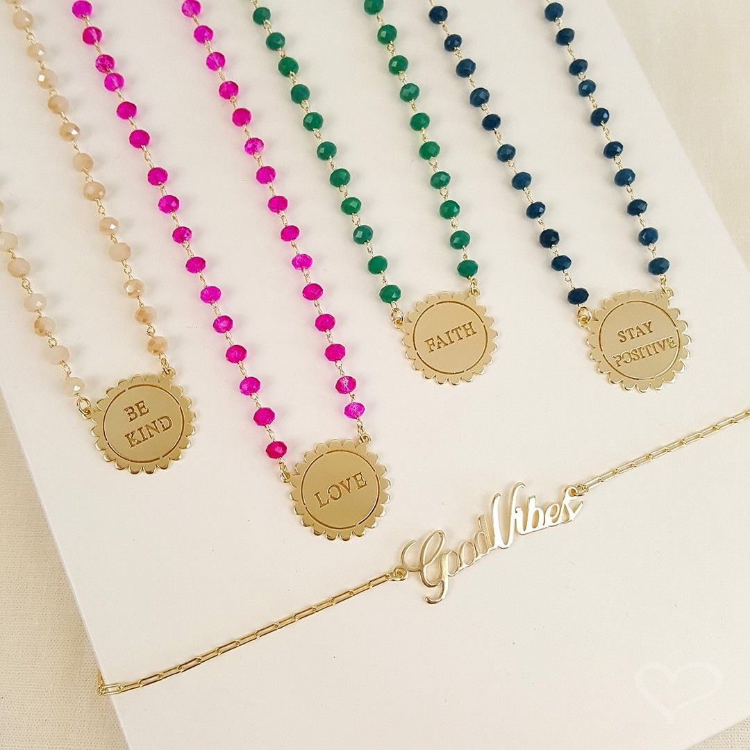Colar Feminino Good Vibes Folheado à Ouro 18k