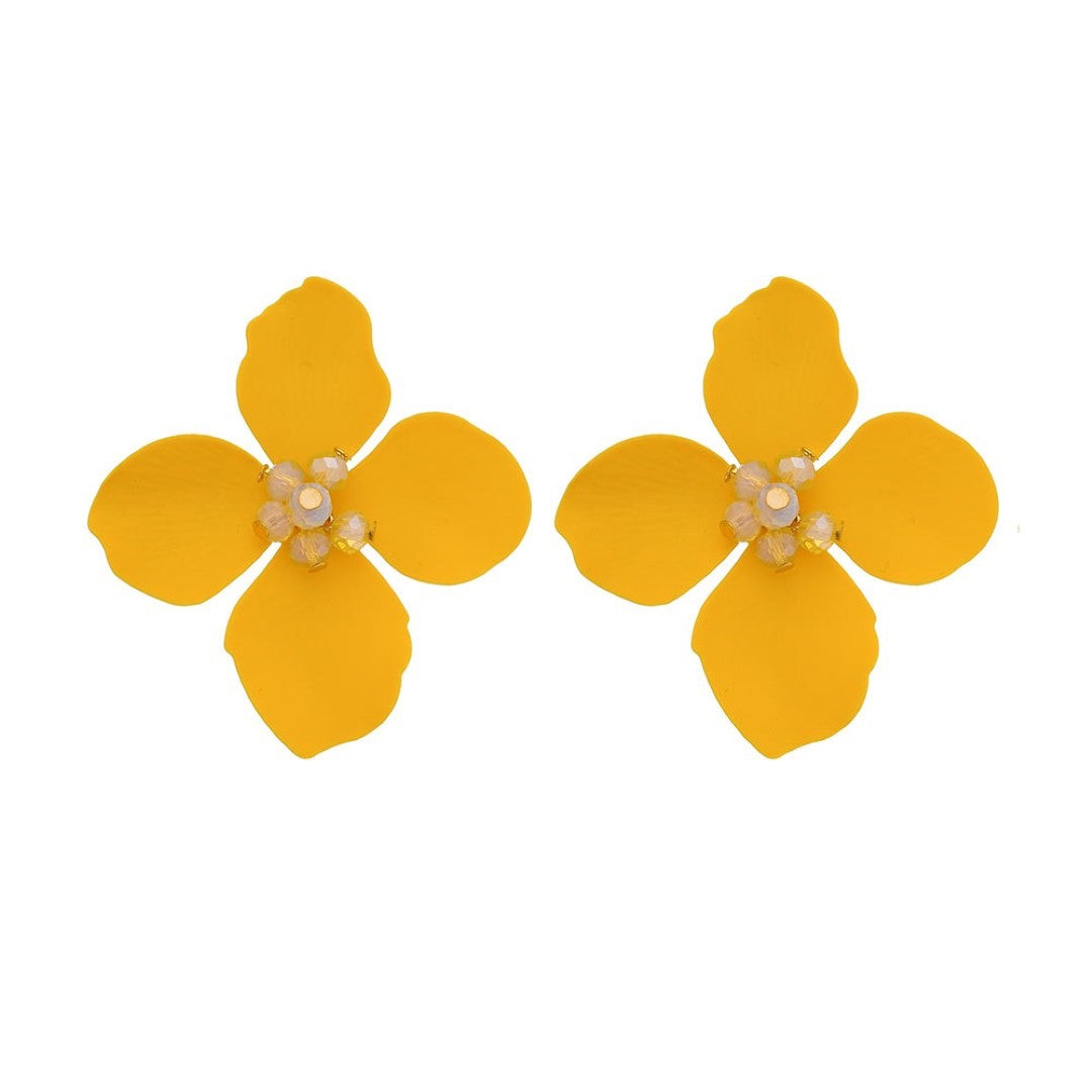 Brinco de Flor Magnólia Amarelo
