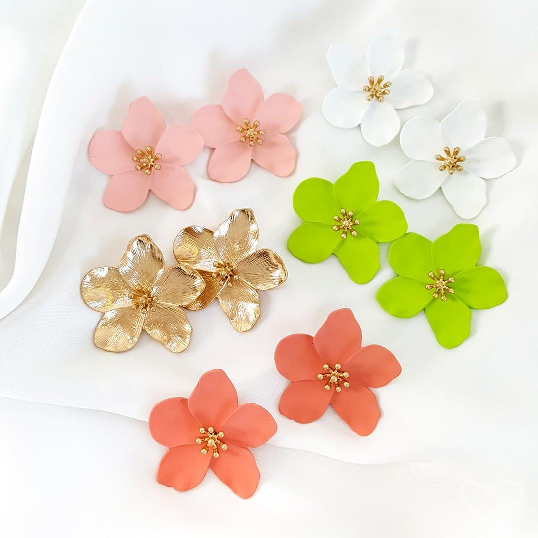 Brinco Piuka Flor Jasmim Verde