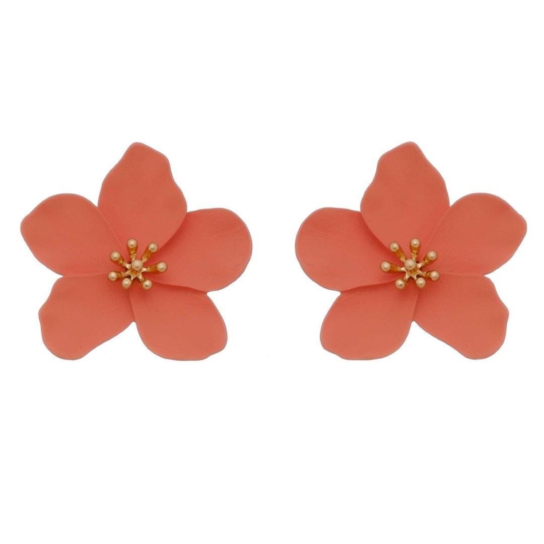 Brinco Piuka Flor Jasmim Rosa Antigo