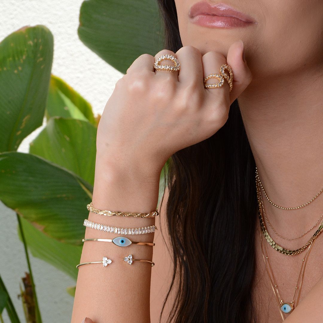 Bracelete Piuka July Olho Grego Folheado a Ouro 18k