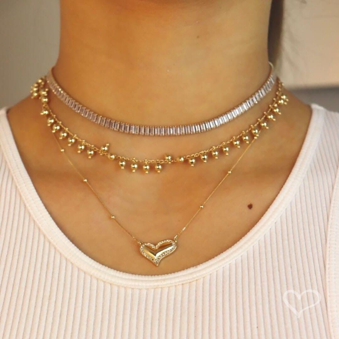 Colar de Coração Folheado a Ouro 18k