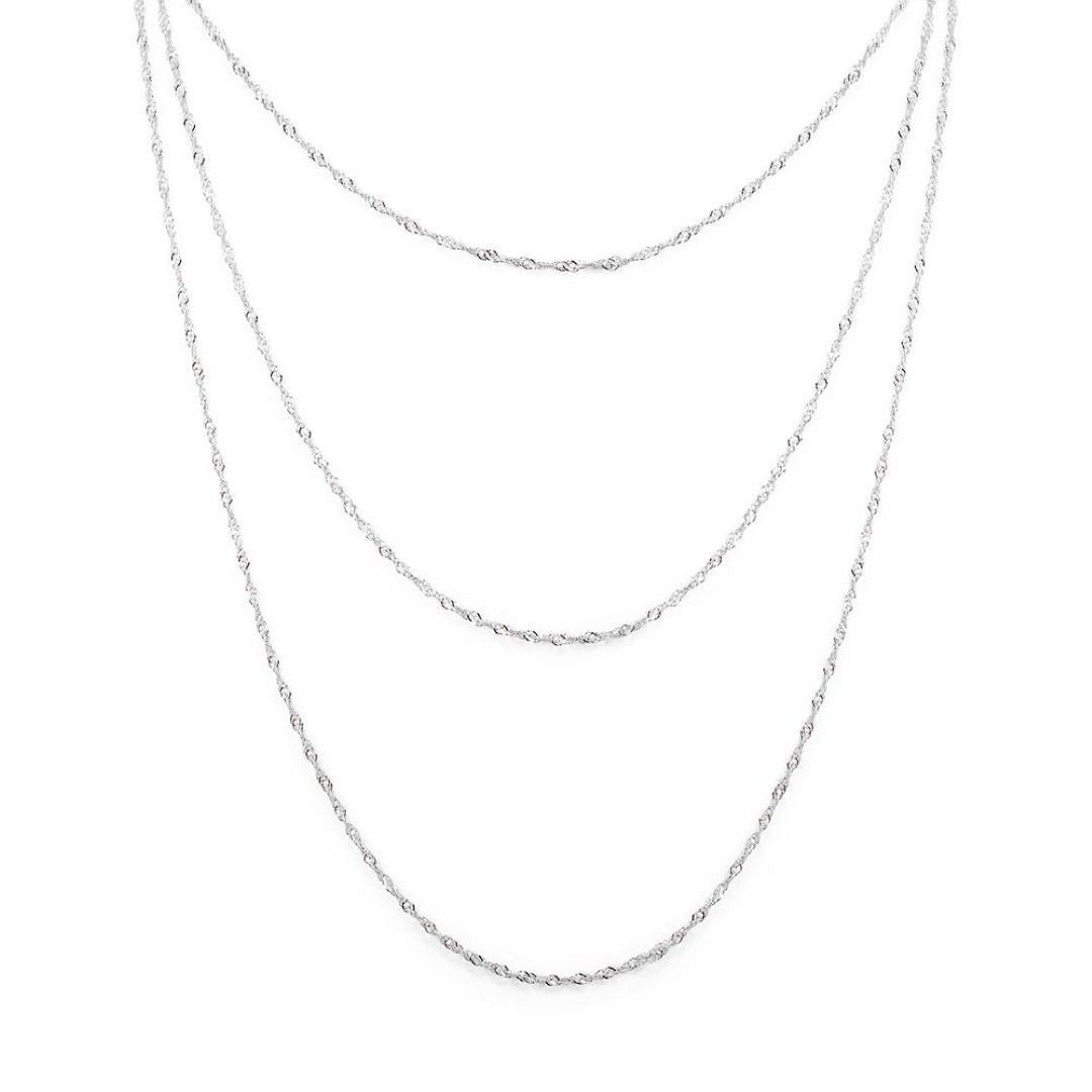 Colar 3 Voltas Amélia Folheado em Ródio Branco