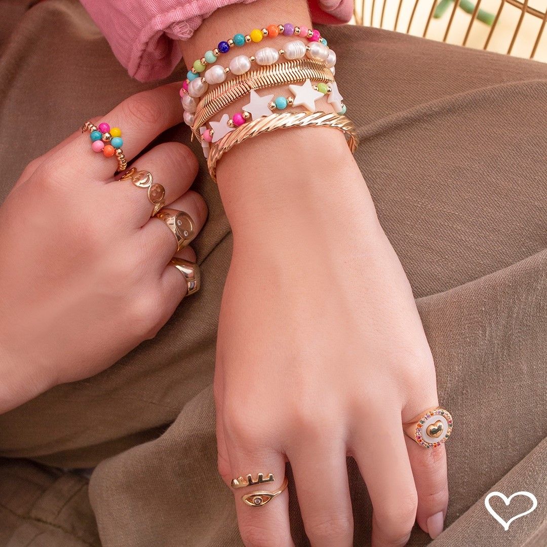 Pulseira Folheada a Ouro 18k Malha Metal Larga Fernanda