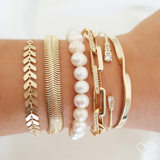 Pulseira Folheada a Ouro 18k Malha Metal Larga Fernanda