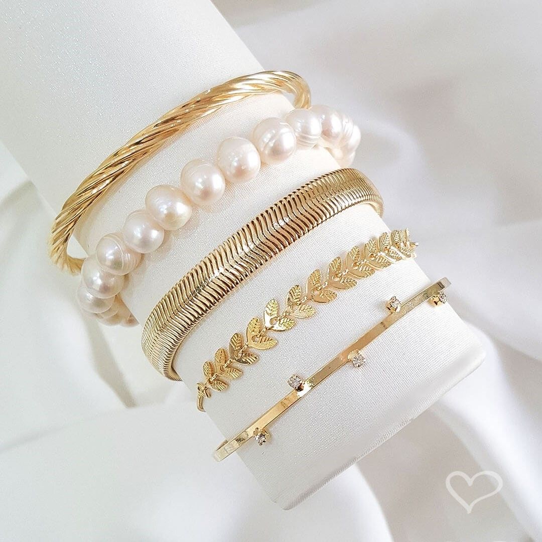 Pulseira Folheada a Ouro 18k Malha Metal Larga Fernanda