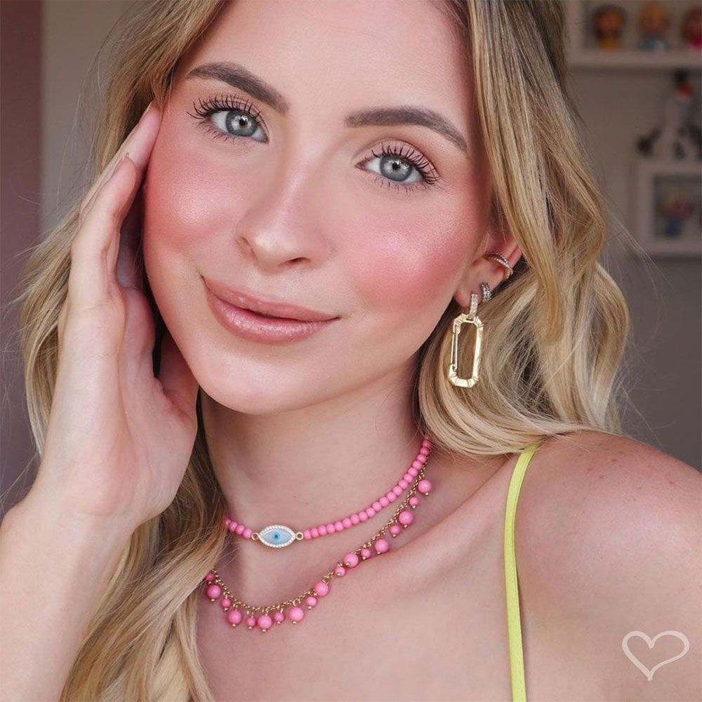 Choker Piuka Luara Murano Rosa Folheado a Ouro 18k