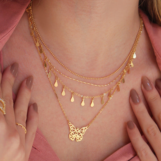 Colar Piuka Zoe Borboleta Vazada Folheado a Ouro 18k