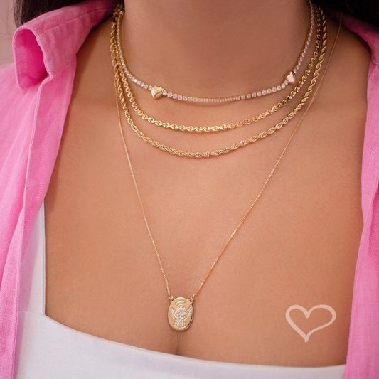 Escapulário Anjo da Guarda Zircônias Folheado a Ouro 18k