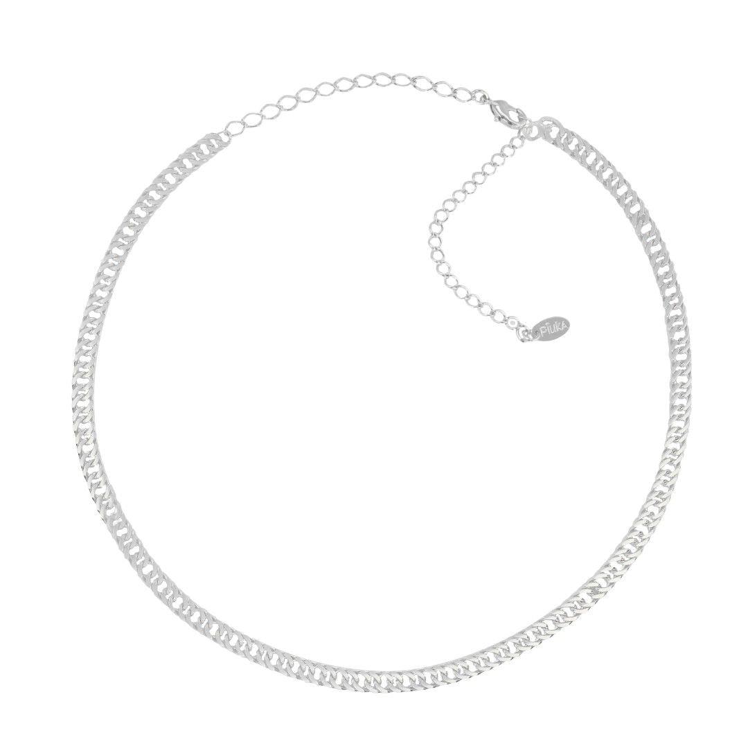 Choker Piuka Anne Corrente Corrente Folheada em Ródio Branco