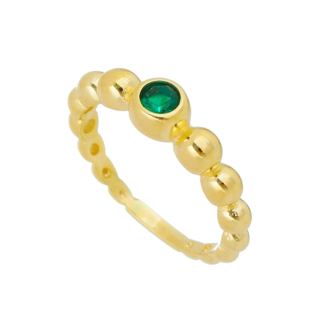 Anel Folheado a Ouro 18k Zircônia Esmeralda Florine