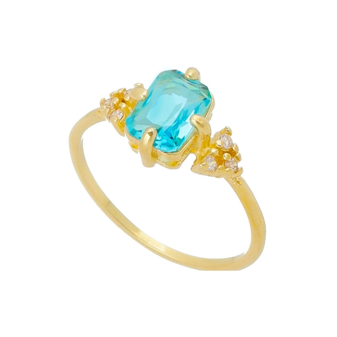 Anel Solitário Zircônia Acqua Folheado a Ouro 18k Nayana