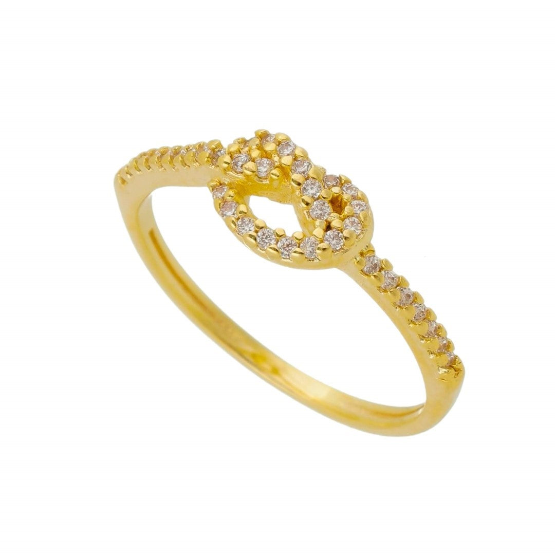 Anel Folheado a Ouro 18k Nó Zircônias Daya