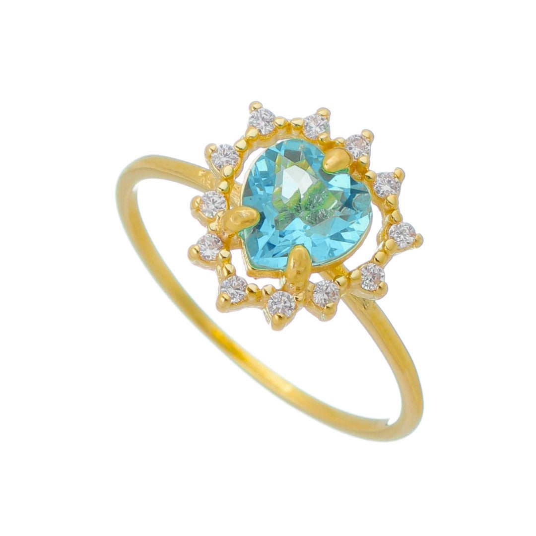 Anel de Coração Folheado a Ouro 18k Acqua Zircônia Kathy