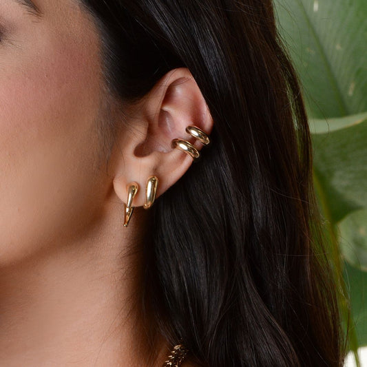 Brinco Piuka Becky Vintage Geométrico Folheado a Ouro 18k