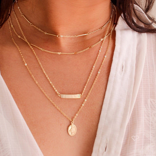 Mix de Colares Nat Nossa Senhora das Graças Folheado a Ouro 18k