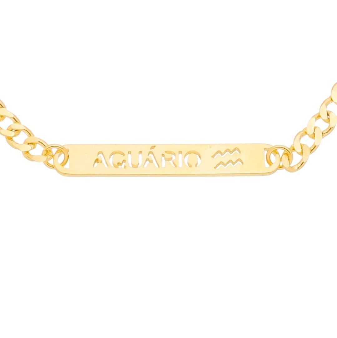 Pulseira Piuka Plaquinha Signos Folheada a Ouro 18k