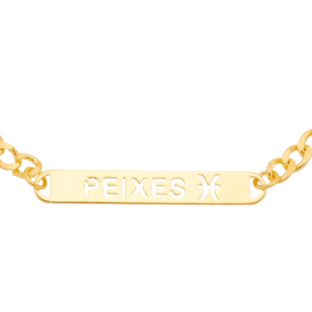 Pulseira Piuka Plaquinha Signos Folheada a Ouro 18k
