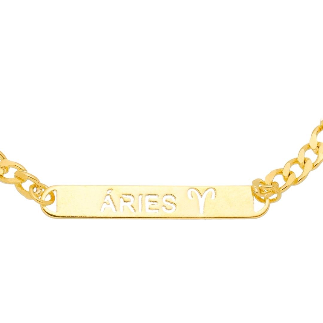 Pulseira Piuka Plaquinha Signos Folheada a Ouro 18k