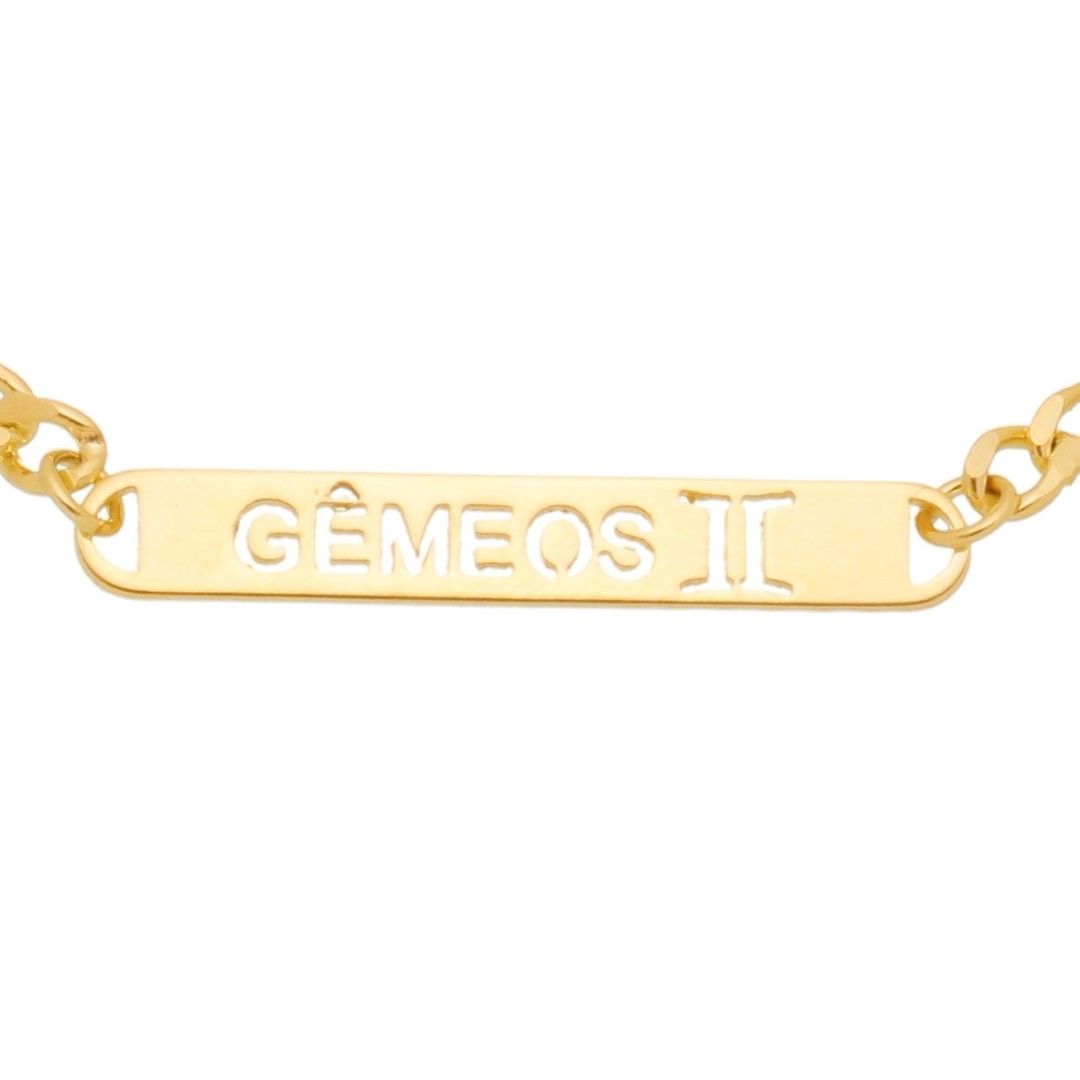 Pulseira Piuka Plaquinha Signos Folheada a Ouro 18k
