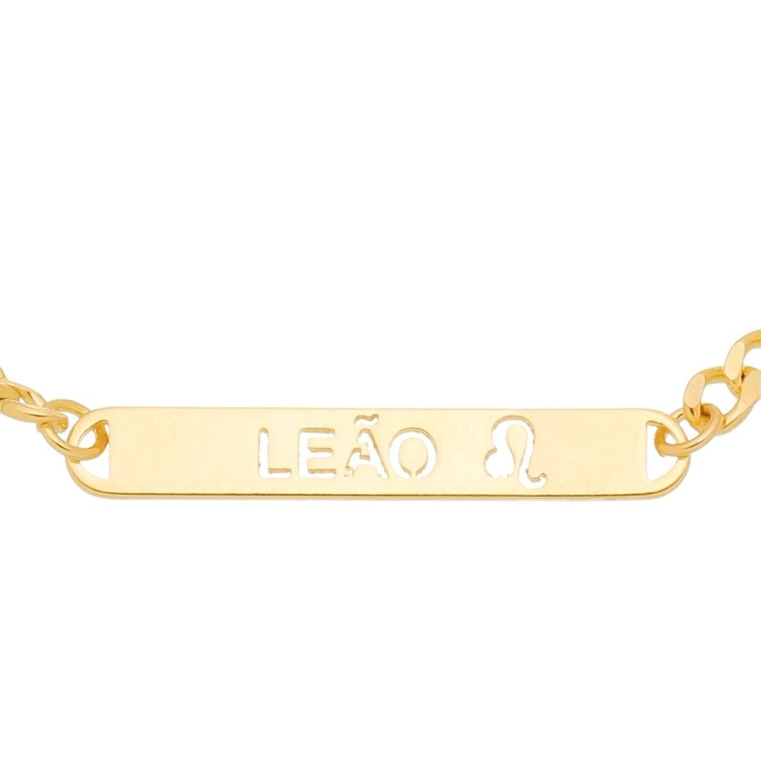 Pulseira Piuka Plaquinha Signos Folheada a Ouro 18k