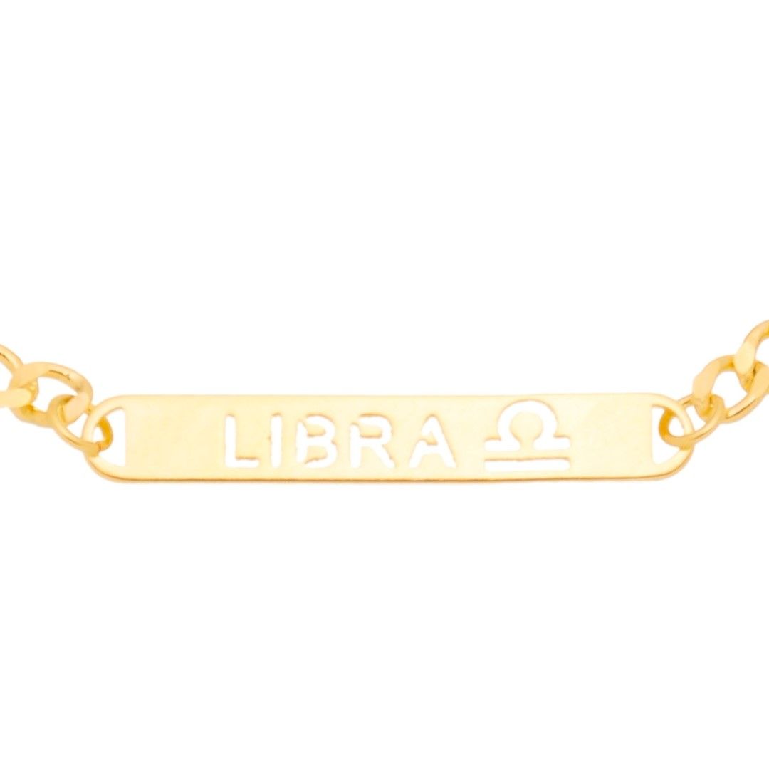 Pulseira Piuka Plaquinha Signos Folheada a Ouro 18k