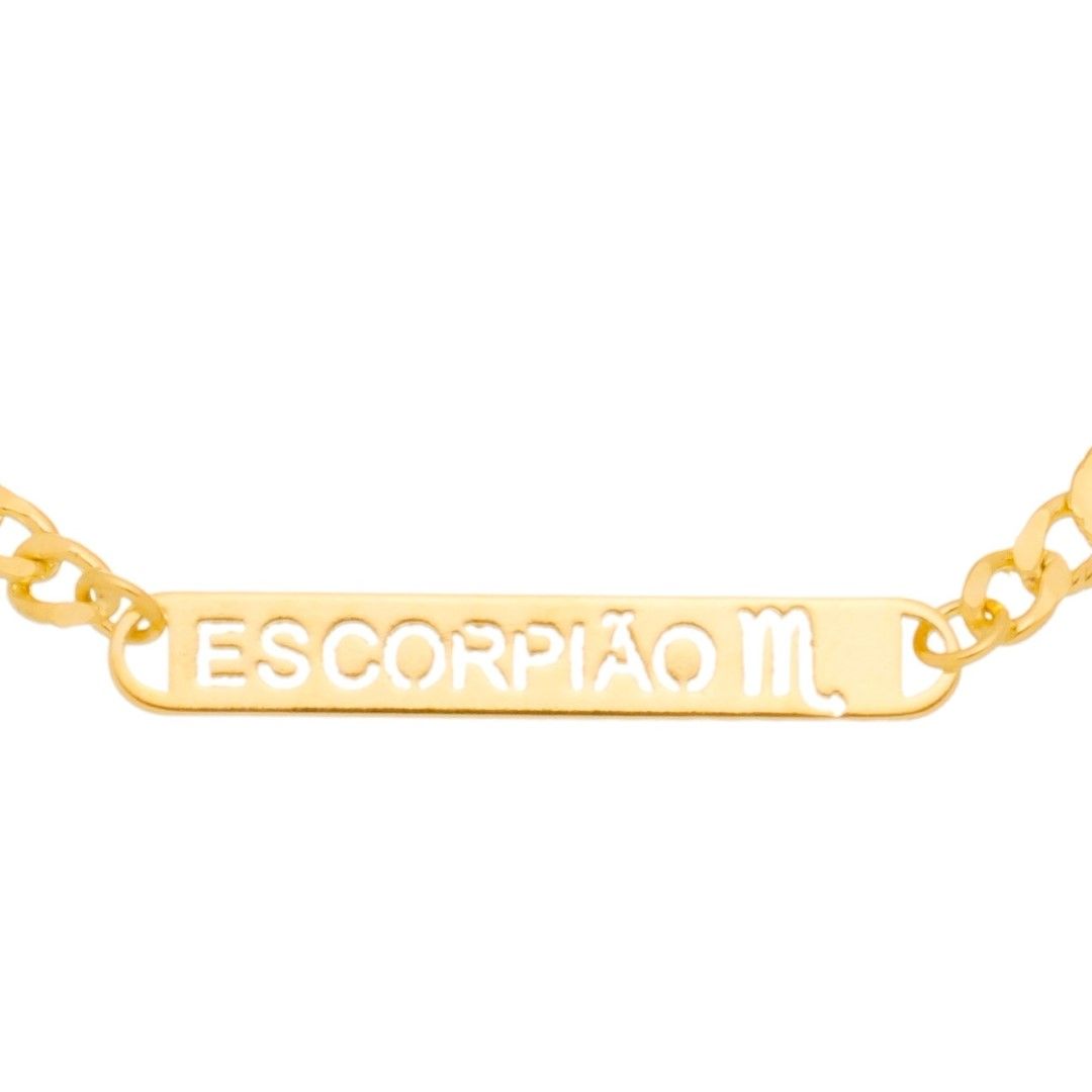 Pulseira Piuka Plaquinha Signos Folheada a Ouro 18k