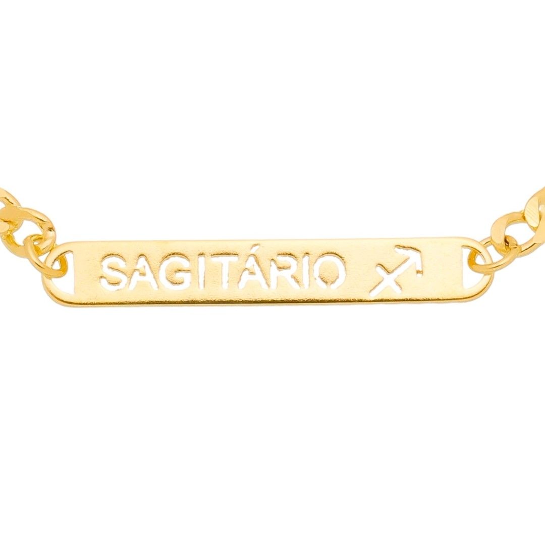 Pulseira Piuka Plaquinha Signos Folheada a Ouro 18k