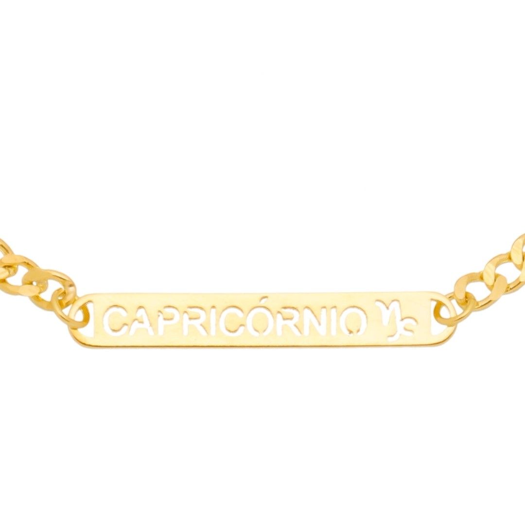Pulseira Piuka Plaquinha Signos Folheada a Ouro 18k