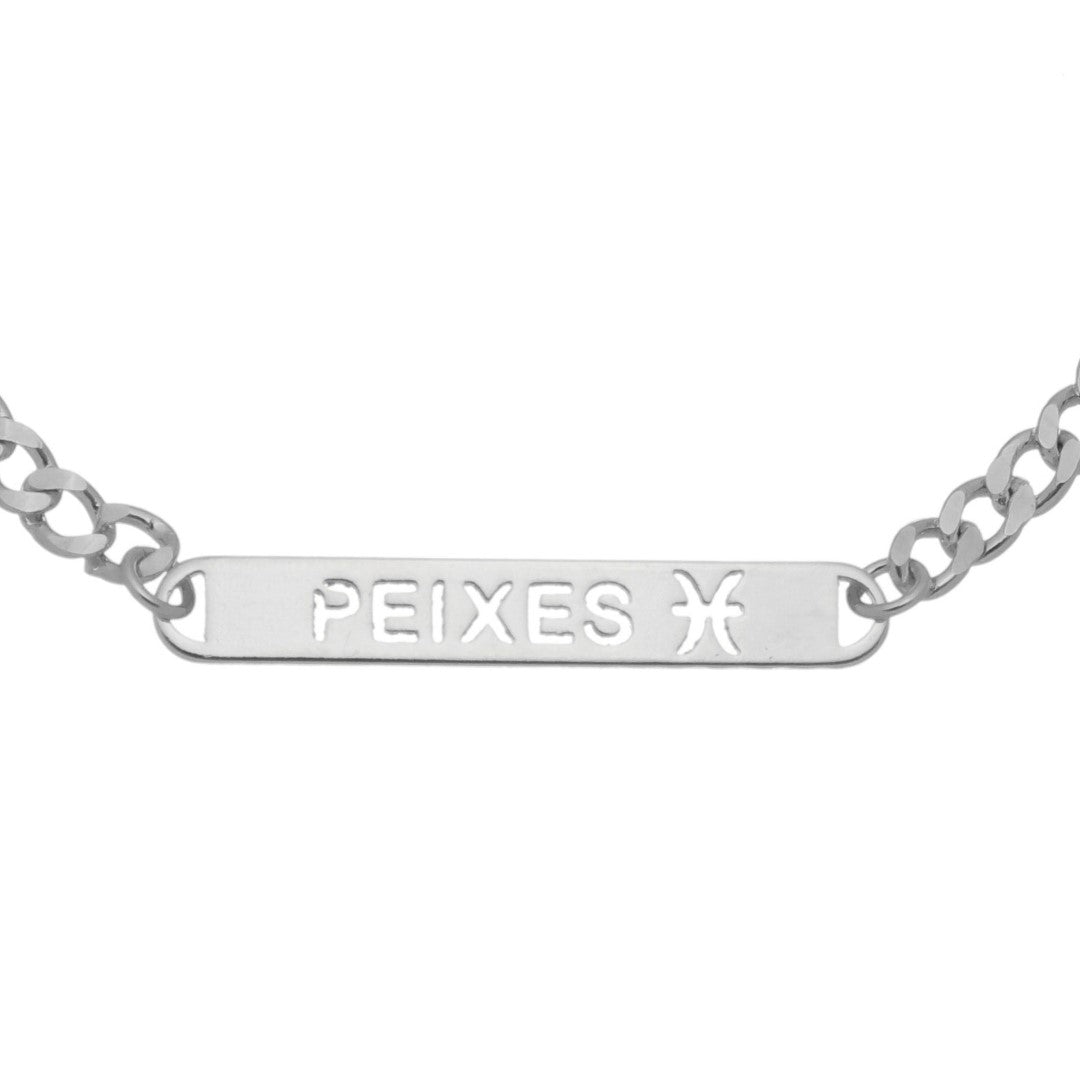 Pulseira Plaquinha Signo Folheada em Ródio Branco