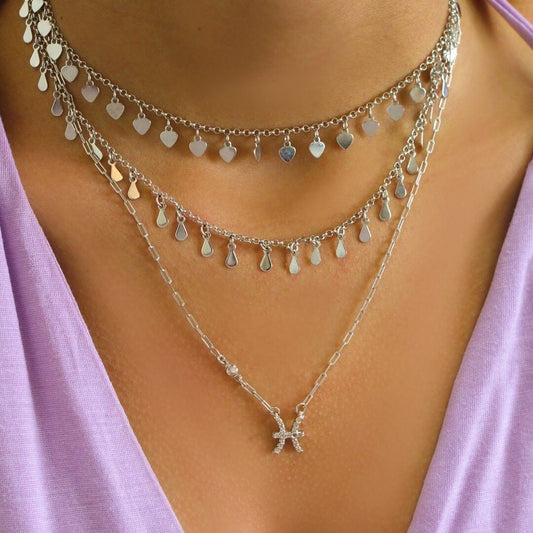 Colar de Signos Zircônias Folheado em Ródio Branco