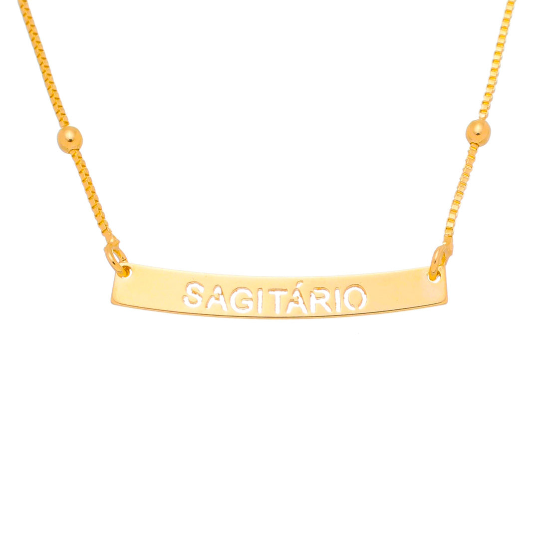 Colar de Signos Plaquinha Folheado a Ouro 18k