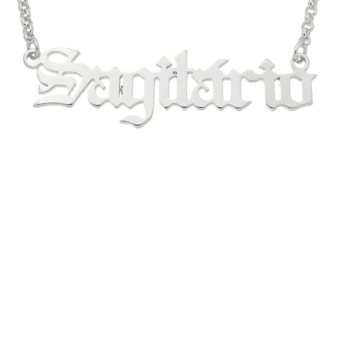 Colar de Signos Manuscrito Folheado em Ródio Branco