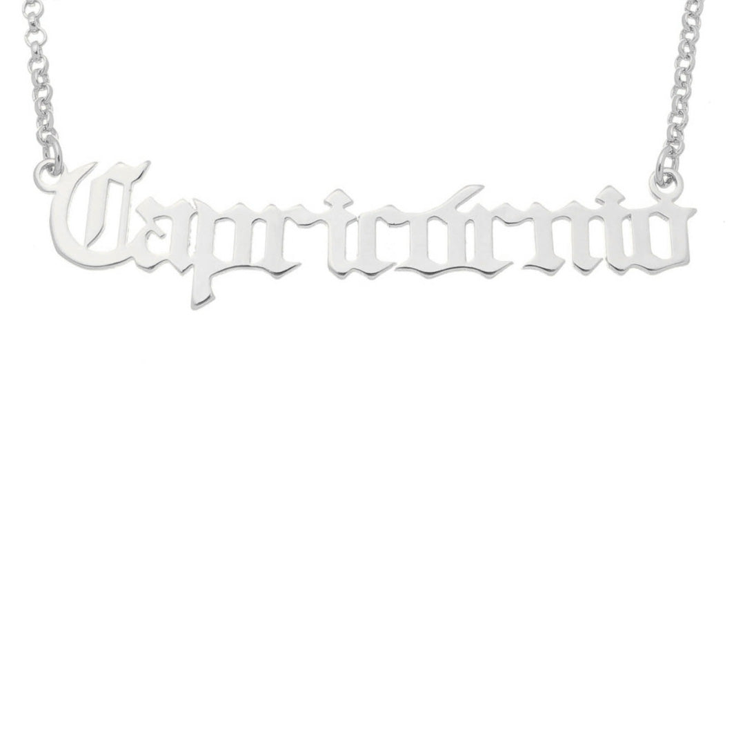 Colar de Signos Manuscrito Folheado em Ródio Branco