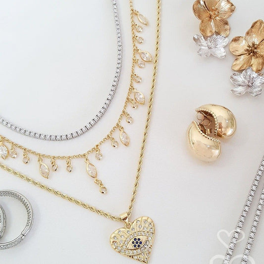 Colar Feminino Riviera Eugene 38 cm Zircônias Prata 925 Banhado em Ródio Branco