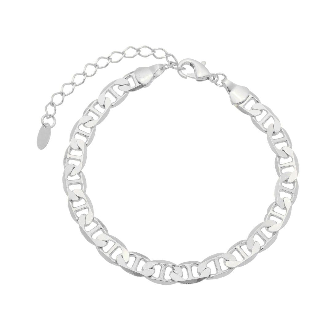 Pulseira Feminina Elos Folheada em Ródio Branco Louise